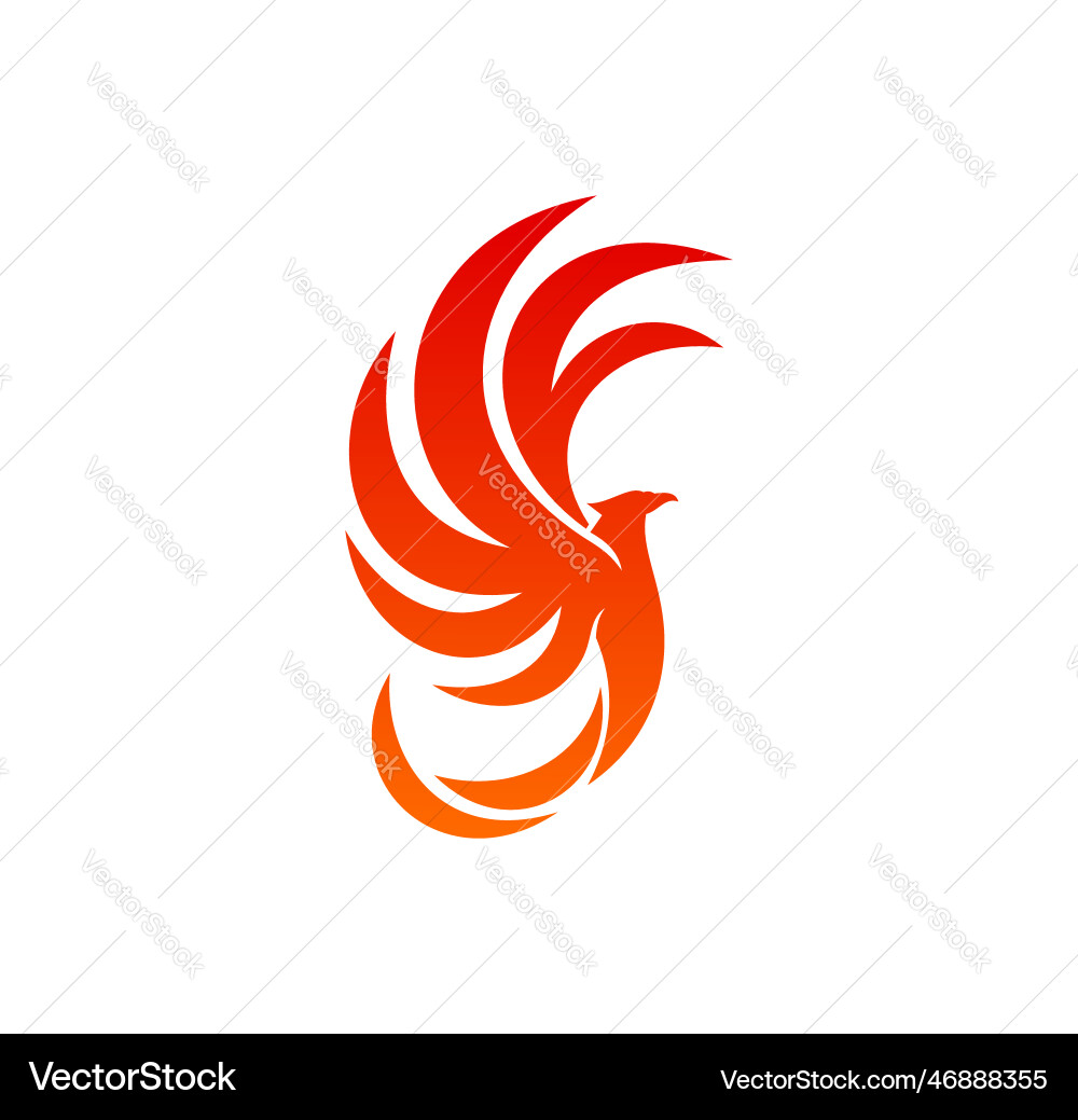 Fiery Phoenix Emblem Vector Image