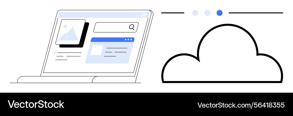 Laptop displaying web search interface next Laptop displaying web search interface next vector image