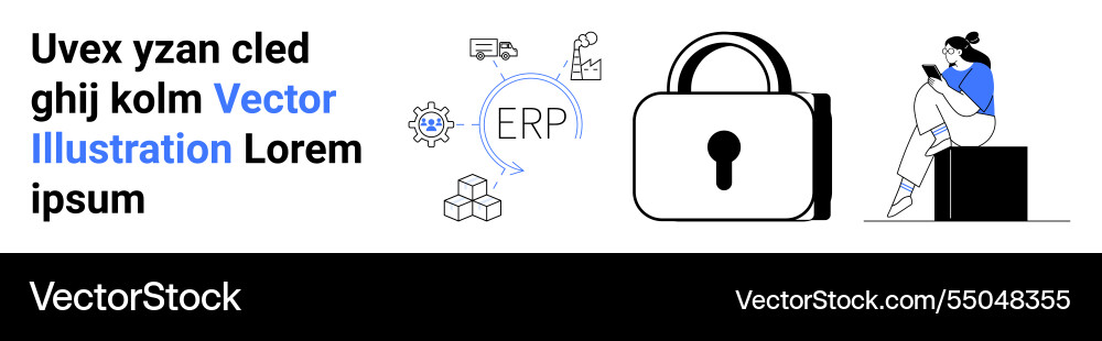 Secure digital transformation with erp and data Secure digital transformation with erp and data vector image