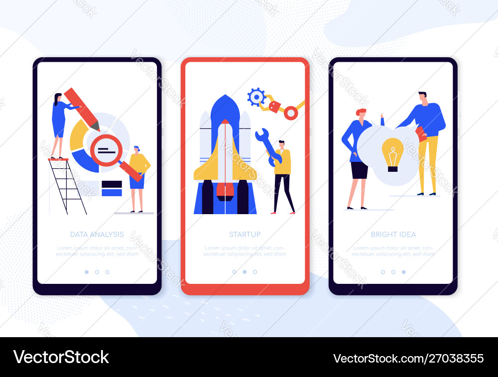Startup launching - set web pages Startup launching - set web pages vector image