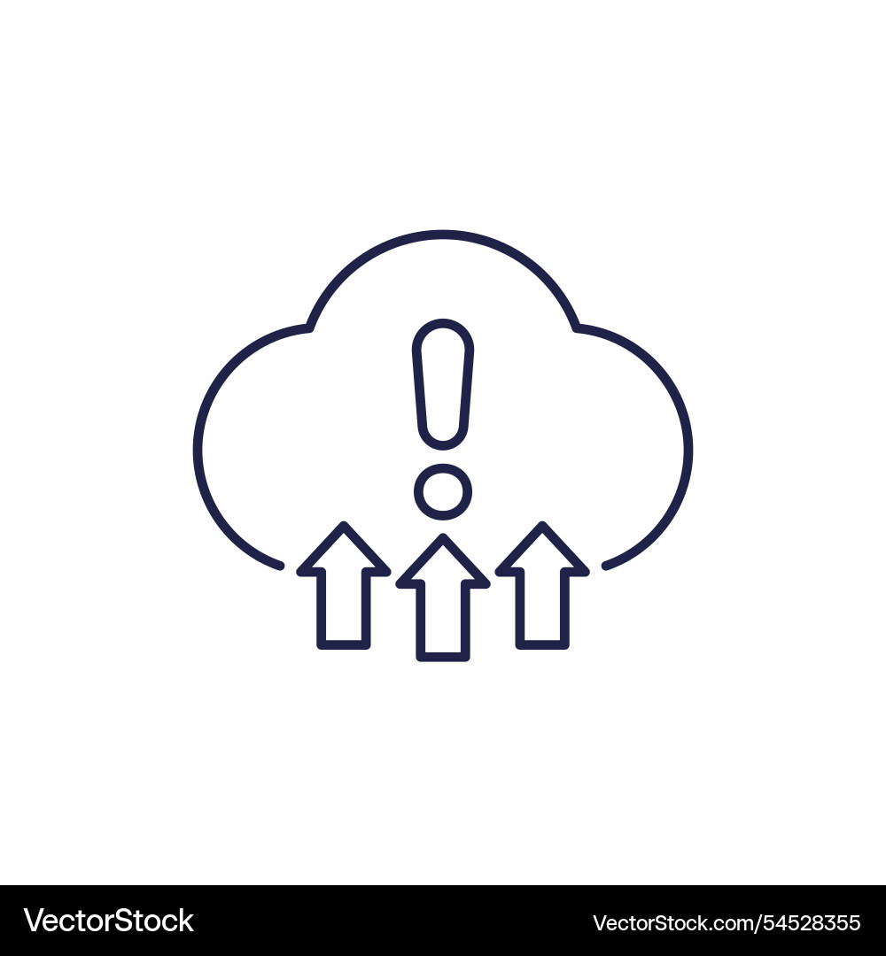 Warning upload to cloud error line icon vector image