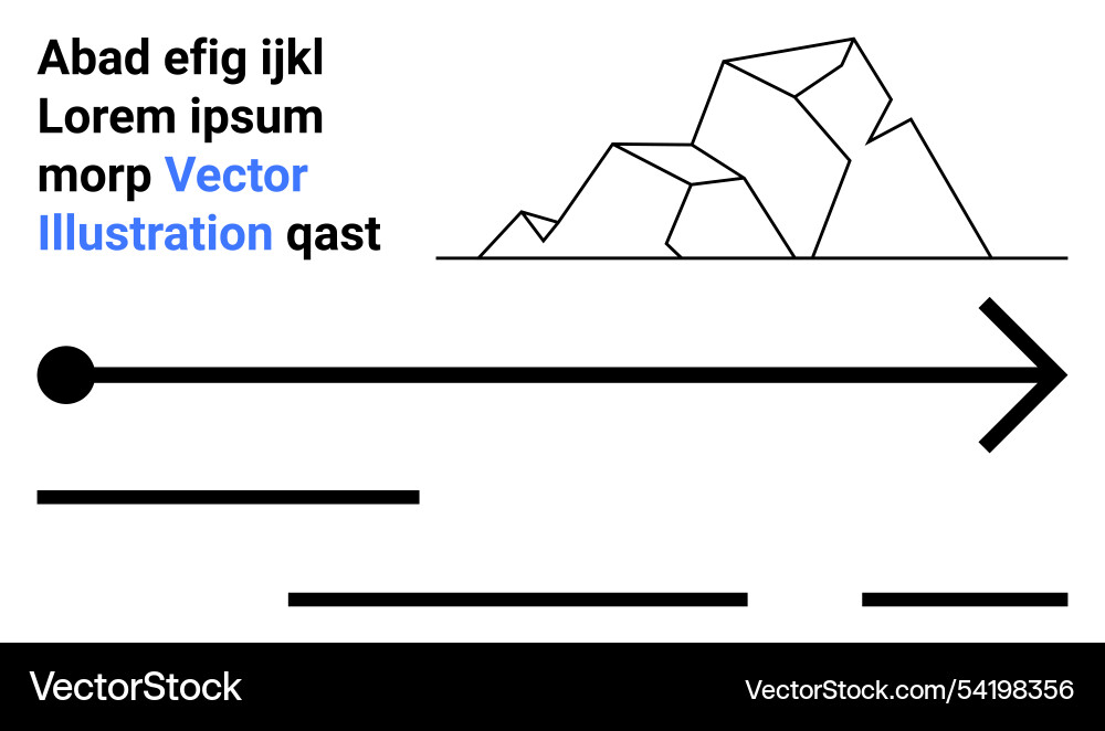 Abstract mountains and arrow with lorem ipsum text Abstract mountains and arrow with lorem ipsum text Vector Image