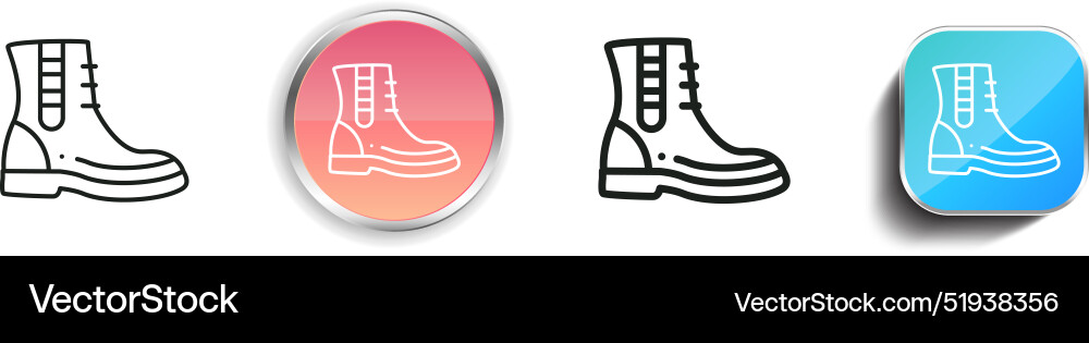 Boot icon thin linear regular and button style vector image