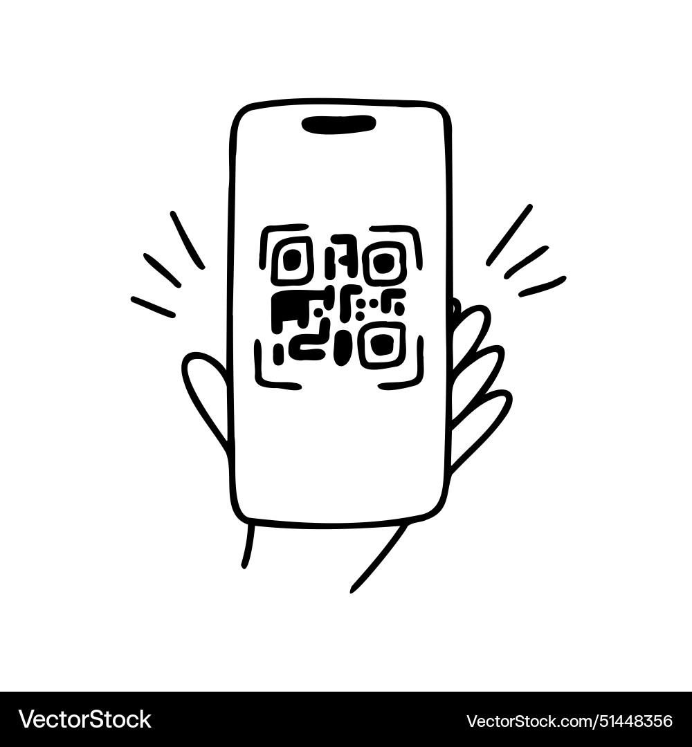 Doodle scan qr code isolated Doodle scan qr code isolated vector image