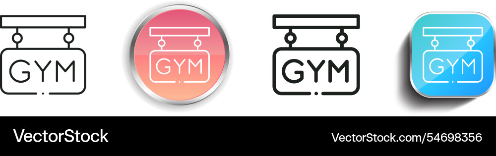 Gym icon thin linear regular and button style vector image