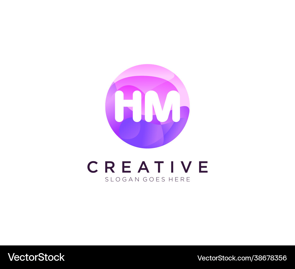 Hm initial logo with colorful circle template Hm initial logo with colorful circle template vector image