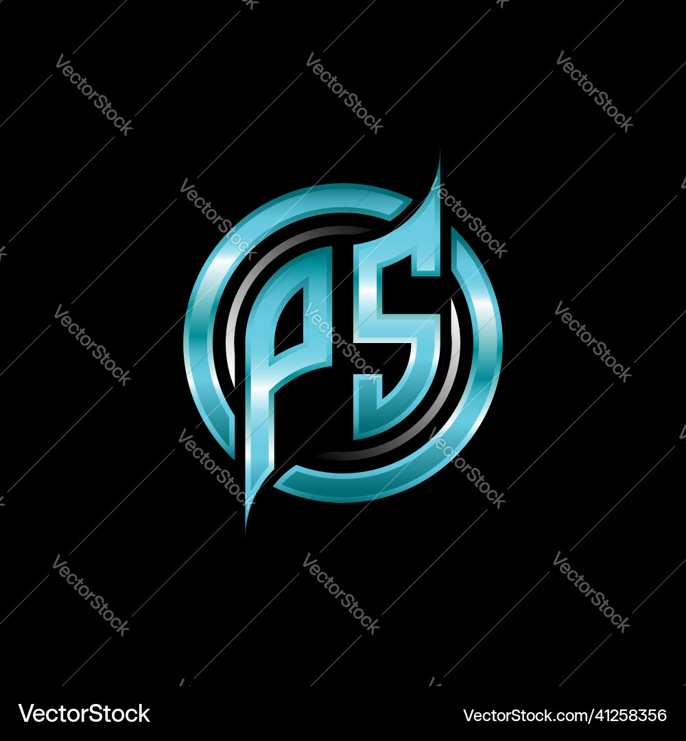 Ps initial monogram logo circle rounded Vector Image