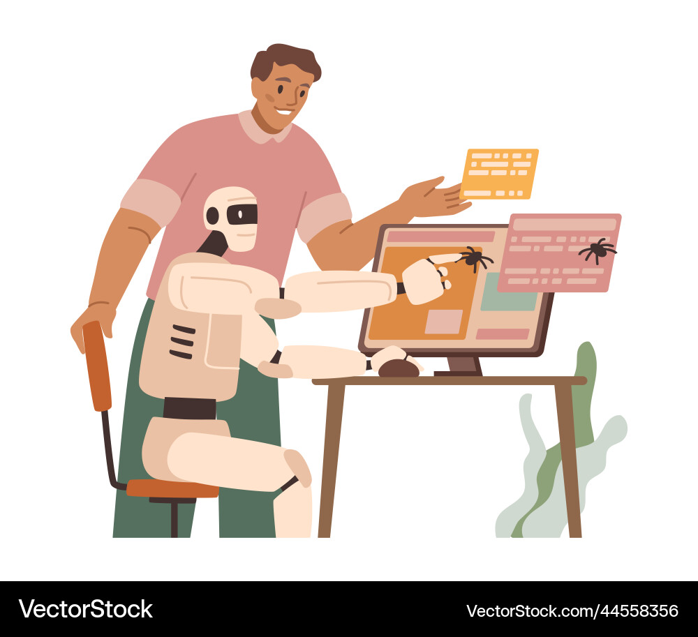 Software Testing & Bug Fixing vector image