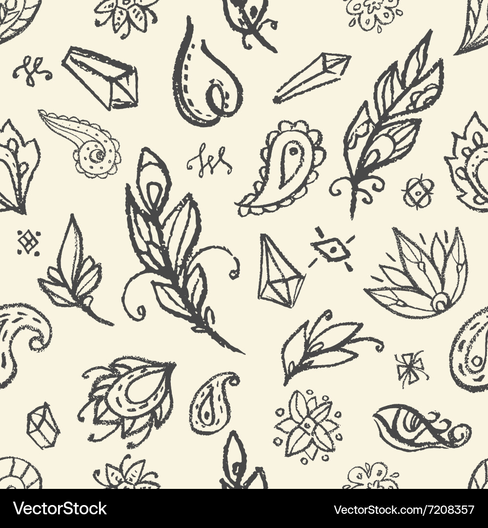 Boho style elements seamless pattern vector image