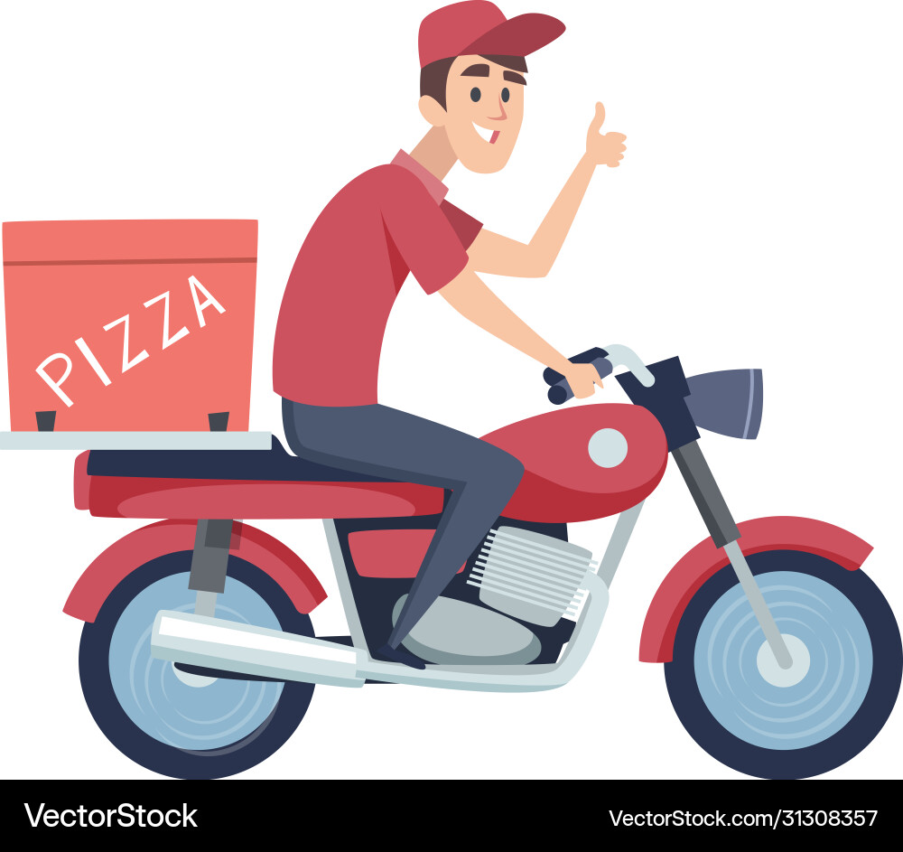 Delivery boy on motorcycle man ride scooter vector image