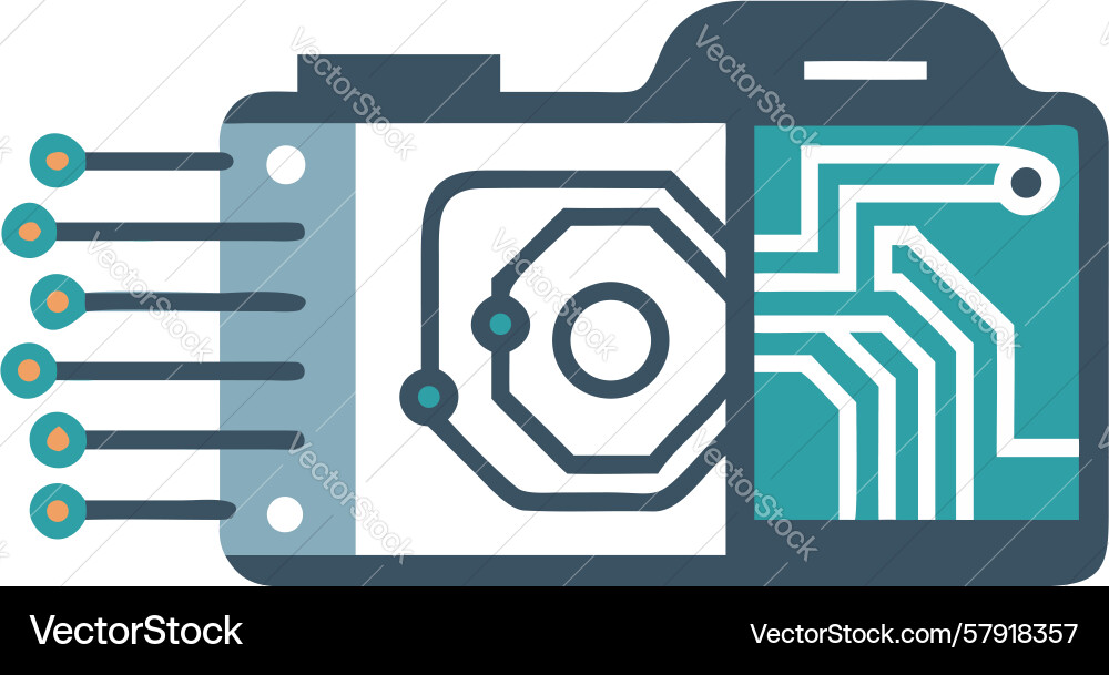 Digital camera with circuit board elements design Vector Image