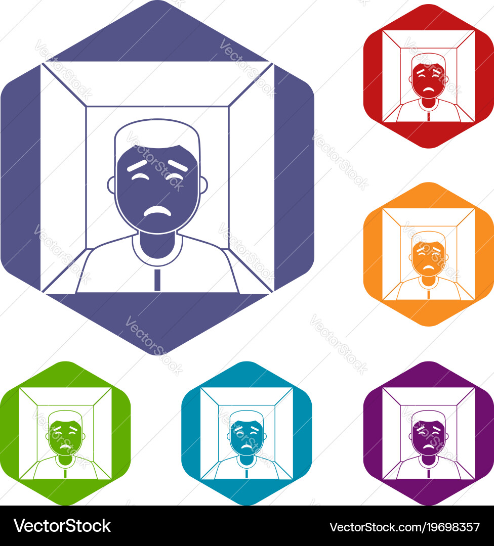 Man icons set hexagon Vector Image