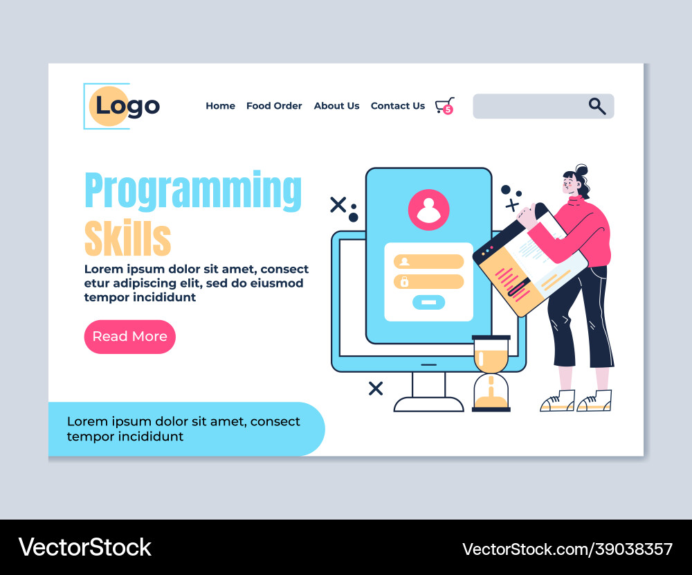 Programming skills landing web site page Programming skills landing web site page Vector Image