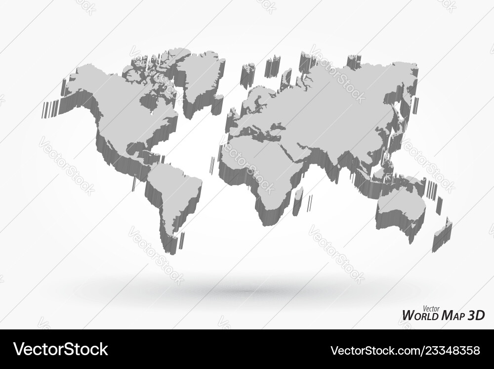 3D World Map - Gray Background vector image