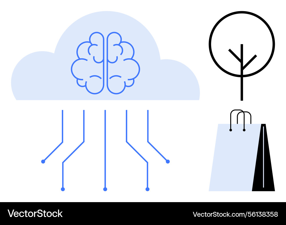 Cloud computing and artificial intelligence vector image