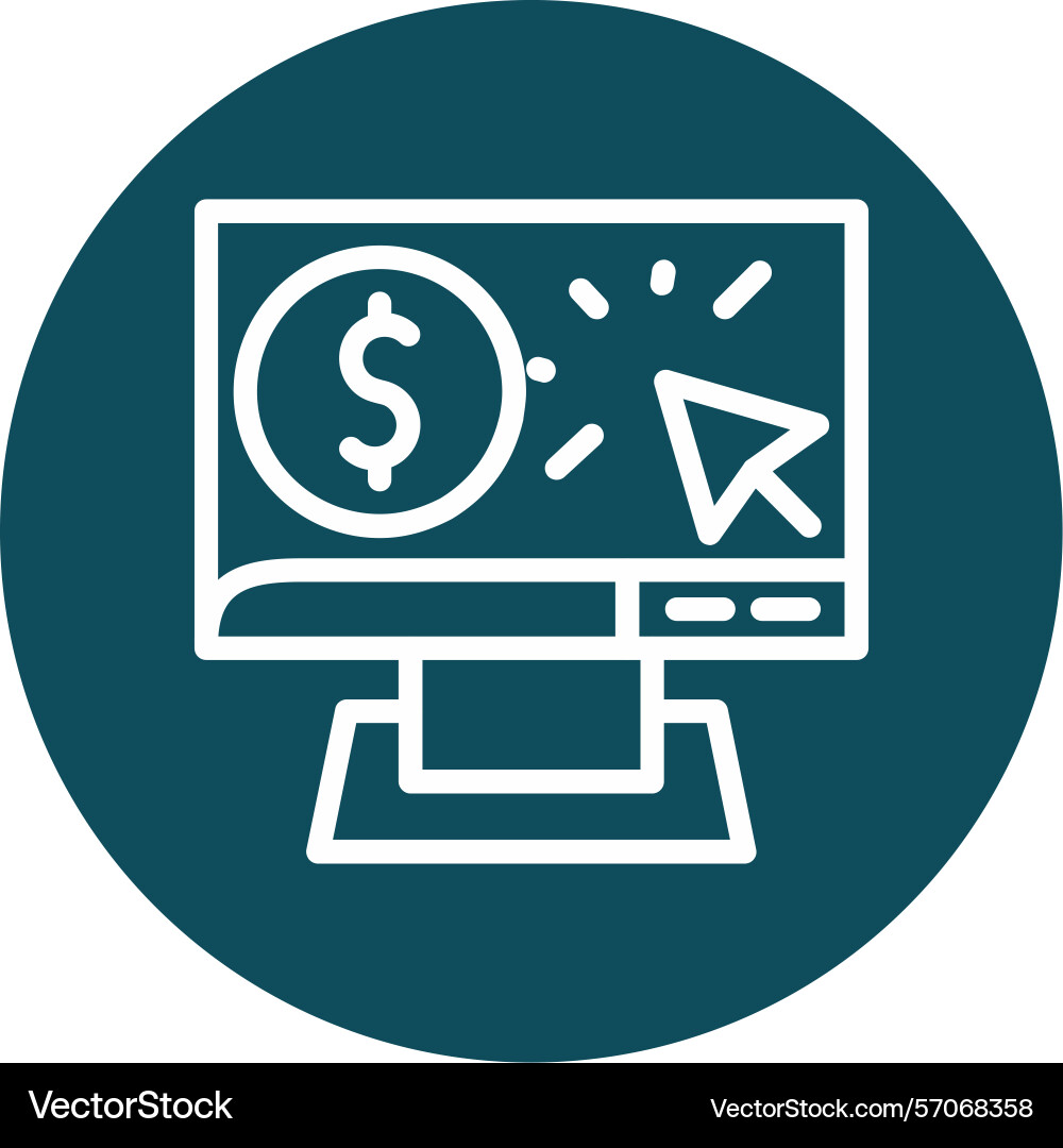 Cost per click line circle style icon design Vector Image