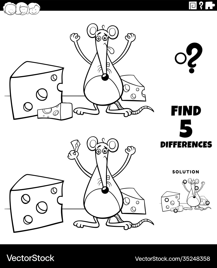 Differences educational game with mouse Vector Image