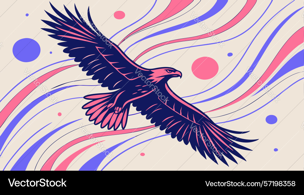 Dynamic eagle with abstract swirls soaring vector image