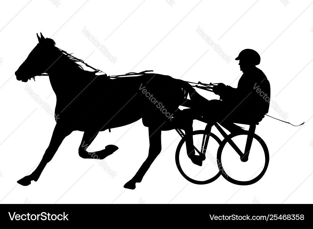 Horse and jockey harness racing silhouette Horse and jockey harness racing silhouette vector image