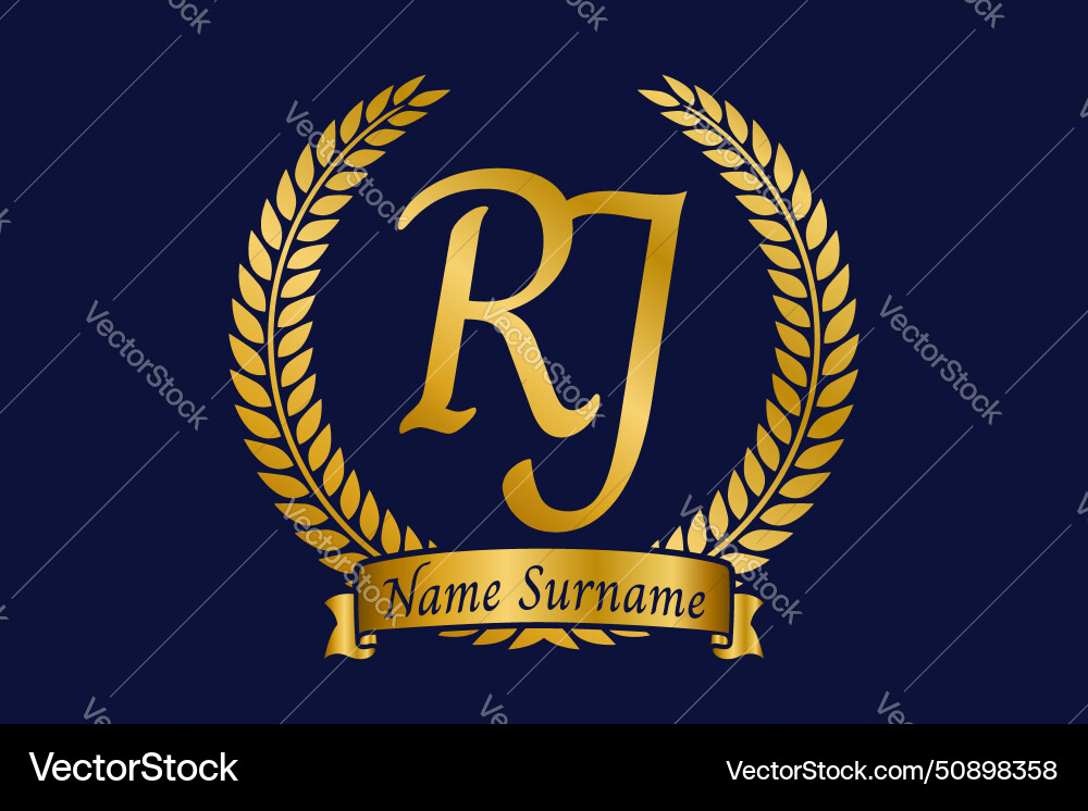 Initial letter r and j rj monogram logo design Vector Image