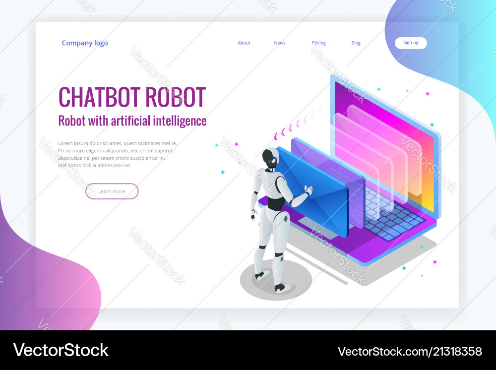 Isometric robots man with artificial intelligence Isometric robots man with artificial intelligence vector image