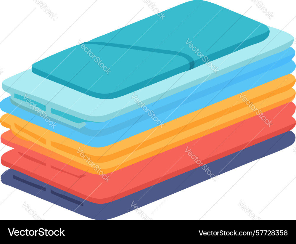 Isometric stack of layered colorful textiles Vector Image