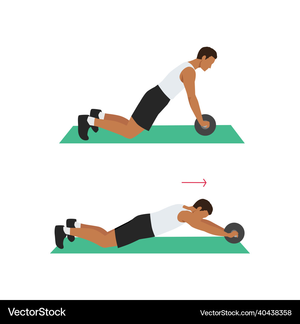 Man doing ab roller exercise flat Man doing ab roller exercise flat vector image