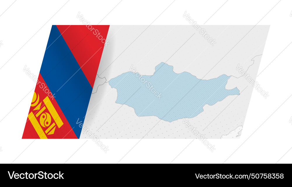 Mongolia map in modern style with flag Vector Image