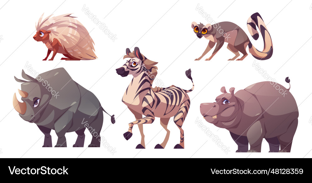 African wild animals from zoo or safari park African wild animals from zoo or safari park vector image