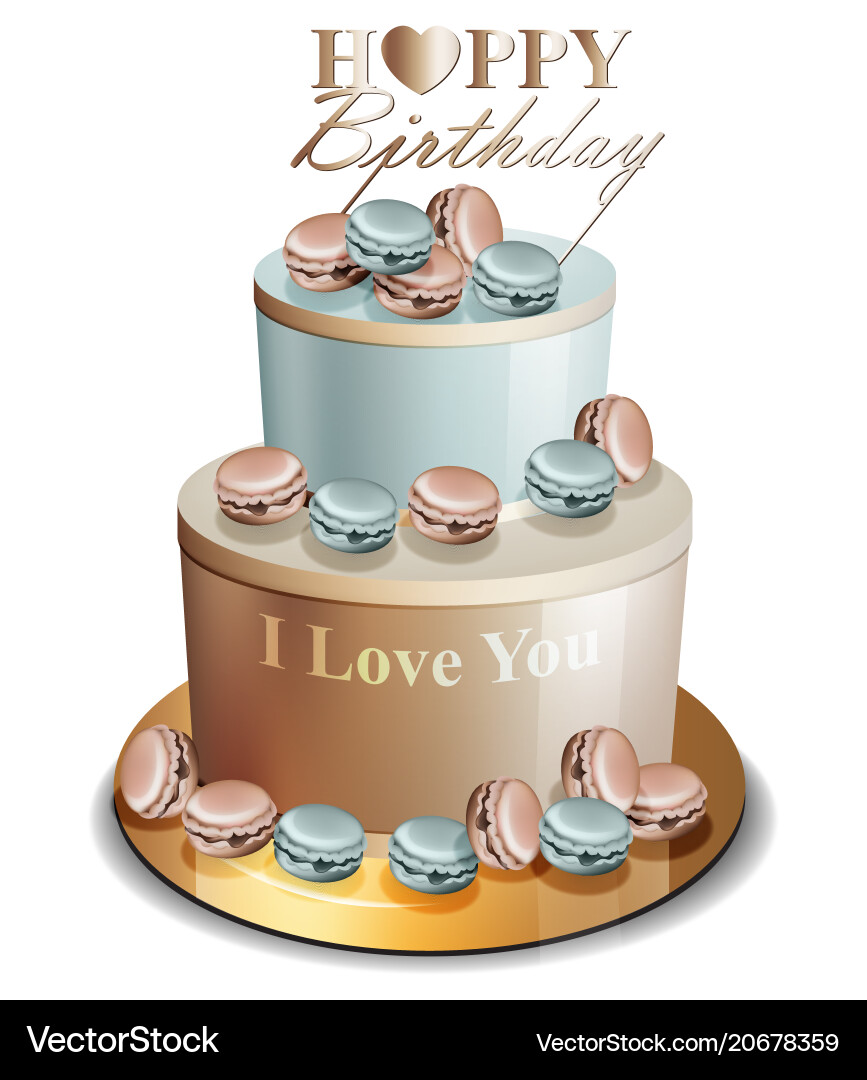 Happy Birthday Kuchen realistisch blau Happy Birthday Kuchen realistisch blau vektorbild