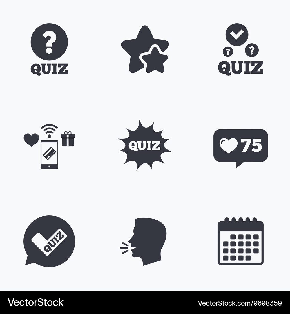 Quiz icons speech bubble with check mark symbol Vector Image