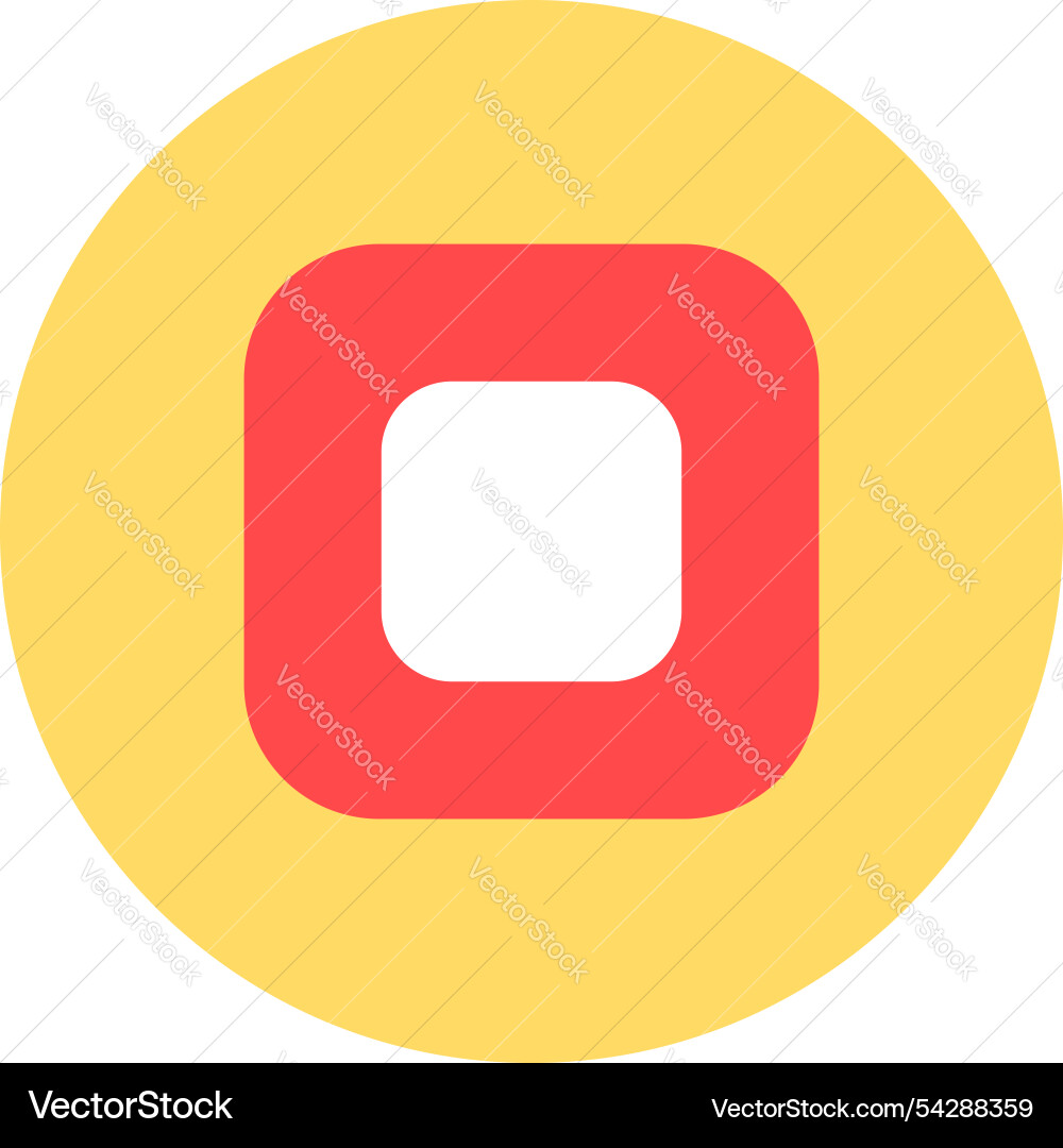 Red square button with rounded corners icon Red square button with rounded corners icon vector image