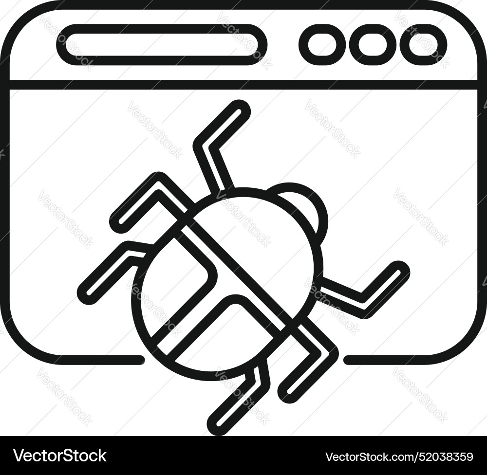 Web browser window displaying large bug indicating Web browser window displaying large bug indicating vector image