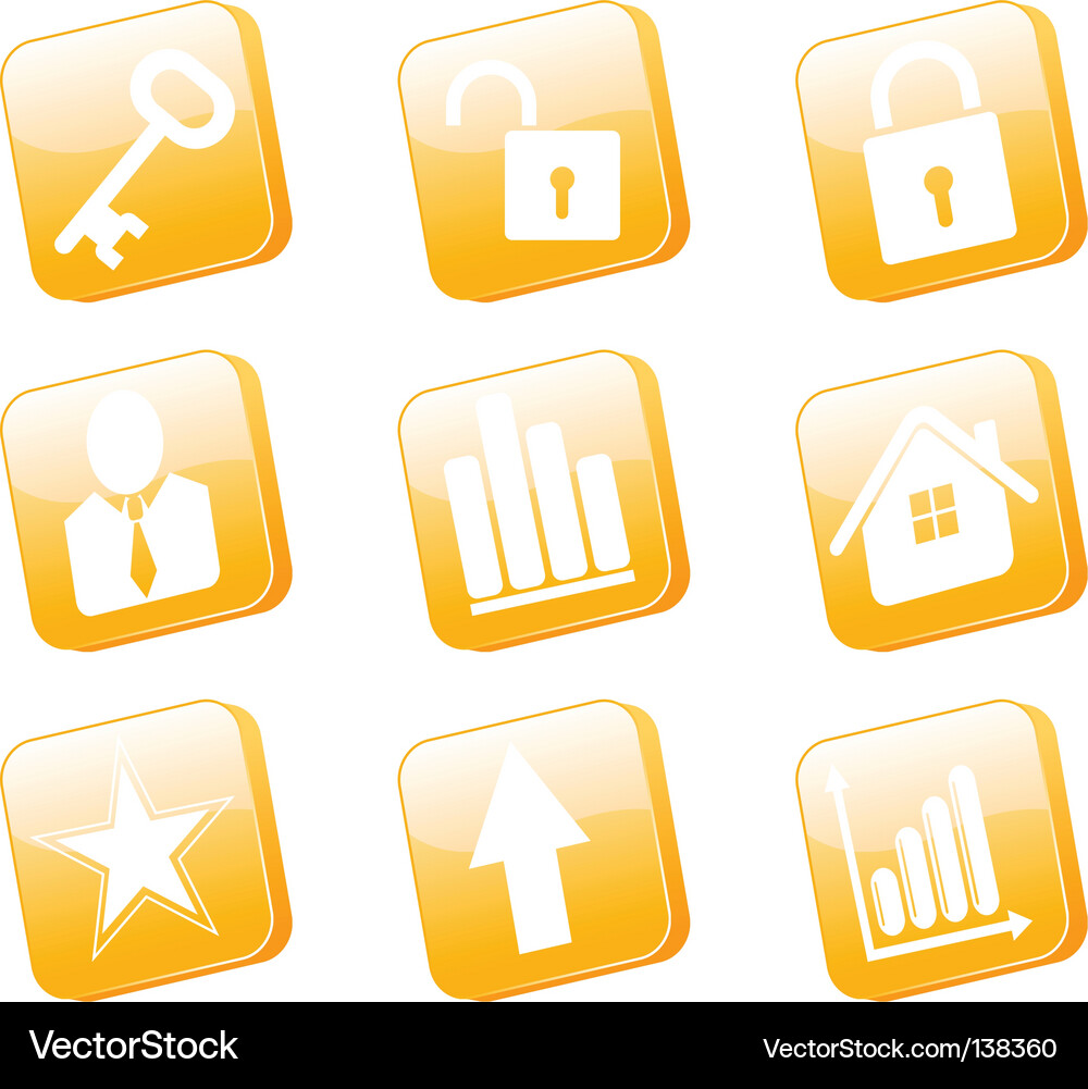 3d orange icons set Vector Image