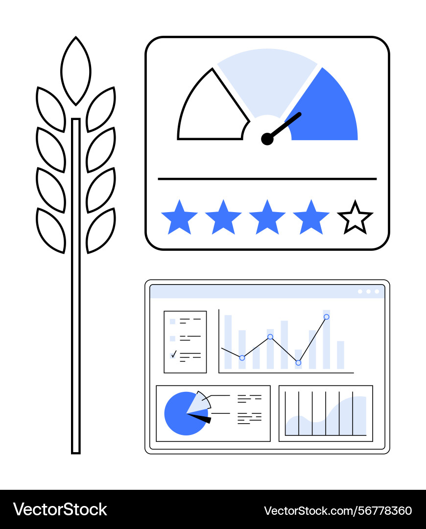 Agriculture performance metrics with analytics Agriculture performance metrics with analytics vector image