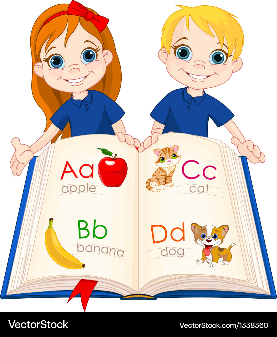 Children Reading ABC Book vector image