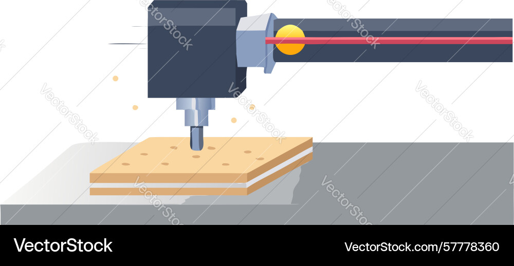 Cnc router cutting wood with automated precision Vector Image