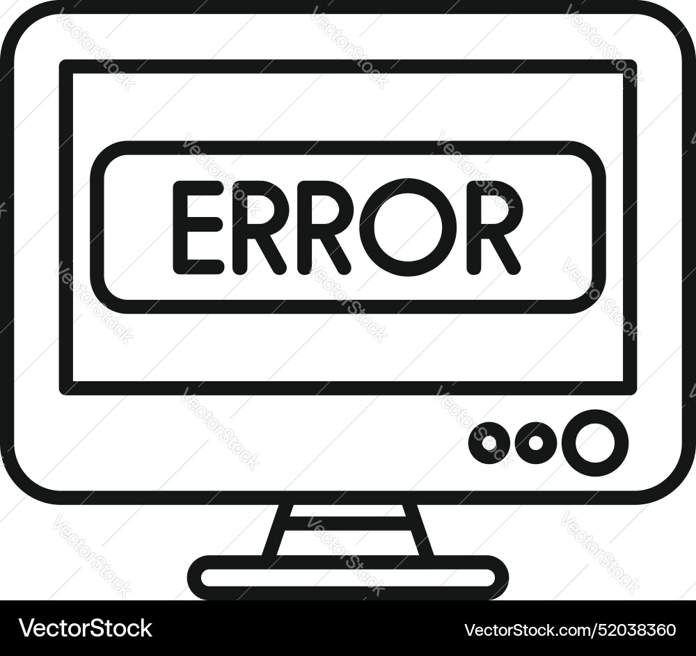 Computer monitor showing error message icon Computer monitor showing error message icon vector image