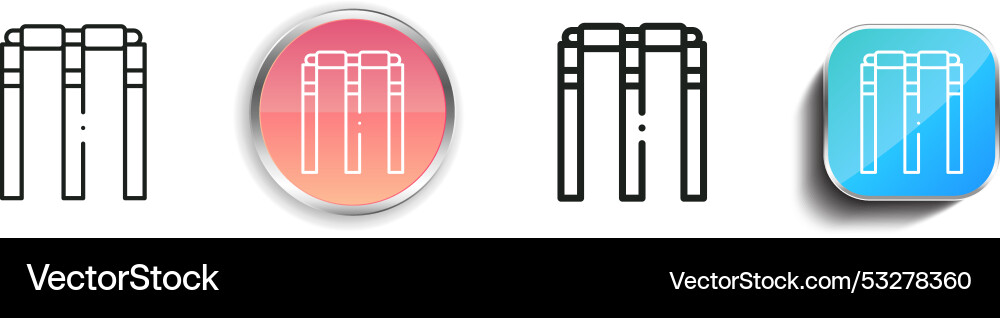 Cricket stump icon thin linear regular and button Cricket stump icon thin linear regular and button vector image