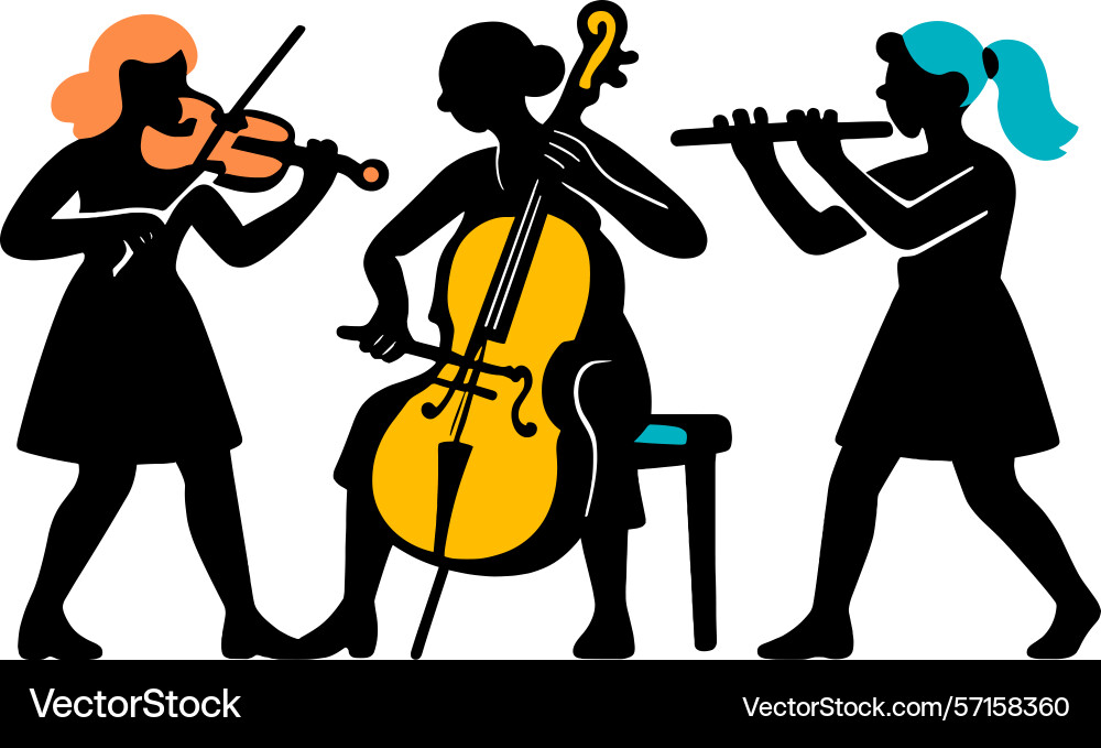 Musicians playing string and wind instruments Musicians playing string and wind instruments vector image