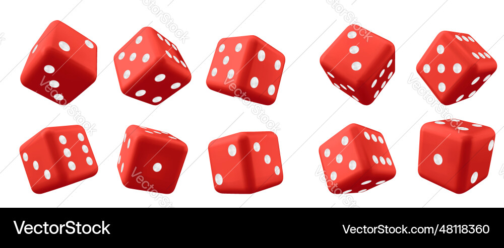 Red 3D Dice Game Cubes - Isolated Vector Image