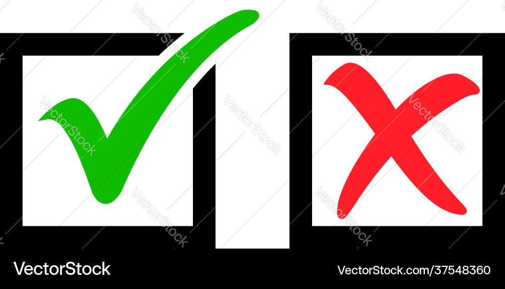 Tick and Cross Marks in Boxes vector image