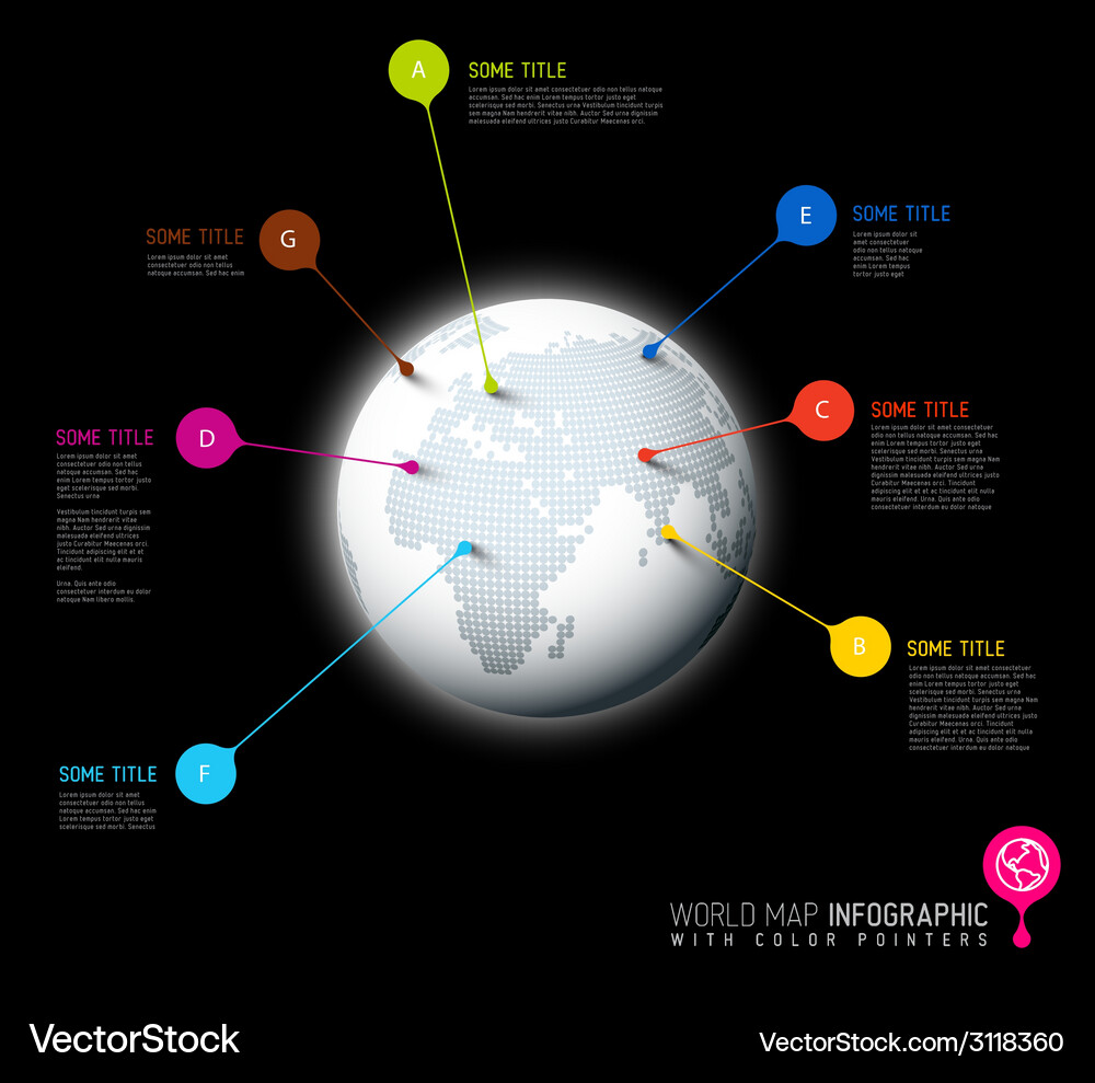 World Globe with Pointer Marks Vector Image