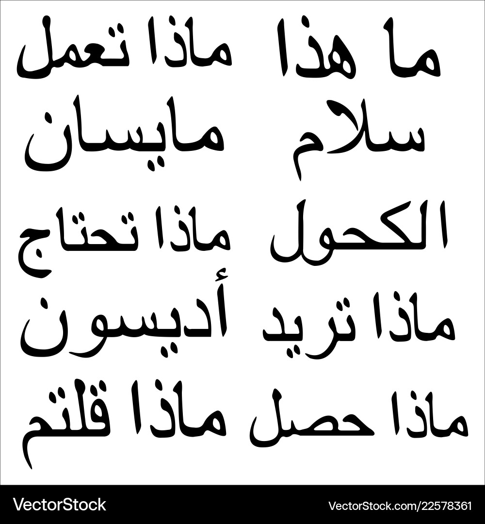 Arabic words and phrases Arabic words and phrases vector image