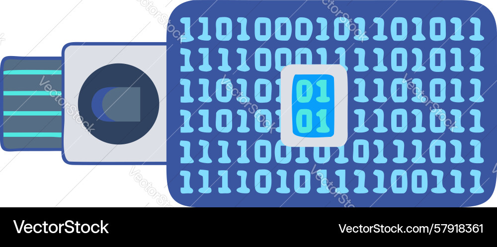 Binary code data stream from usb drive design vector image