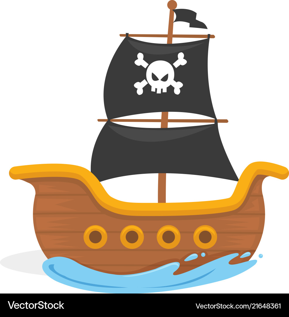 Kids pirate ship in the ocean vector image