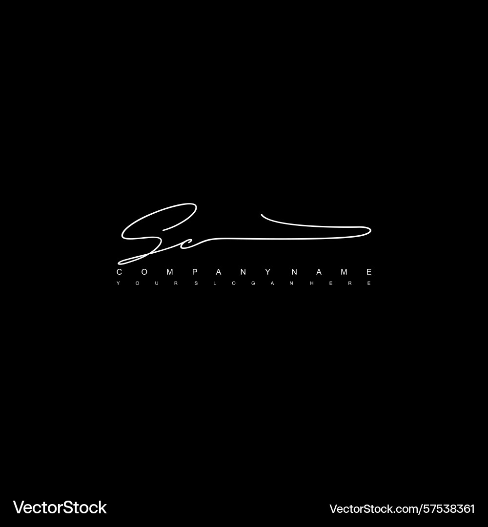 Minimal signature logo design with sc initials Vector Image