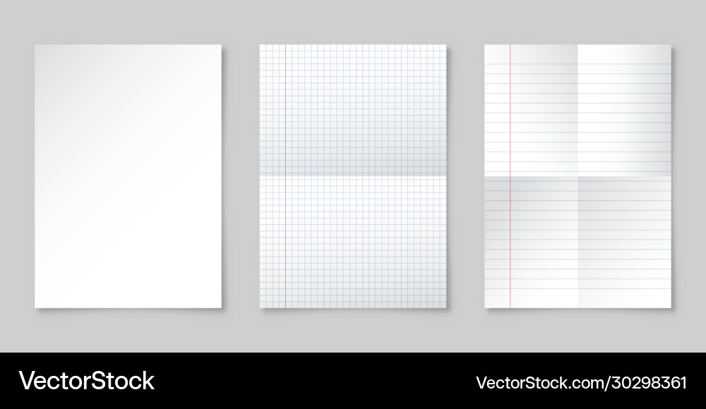Realistic blank lined paper sheet with shadow Realistic blank lined paper sheet with shadow Vector Image