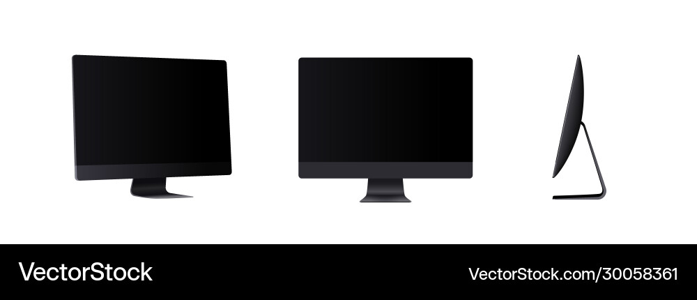 Realistic Computer Screen Mockups - Various Angles Vector Image