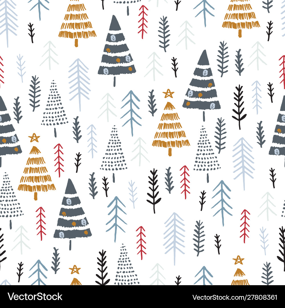Winter seamless pattern with christmas trees Vector Image